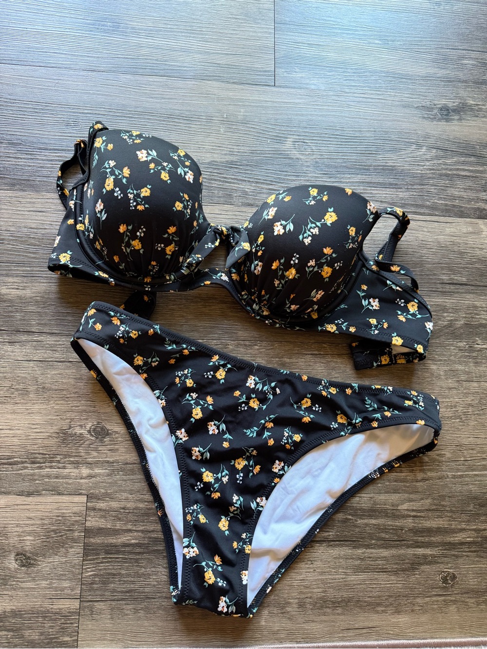 Shade & Shore Black Floral Push-Up Bikini Set
